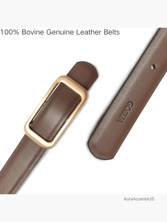 Reversible Genuine Leather Belt with Gold Buckle for Jeans main image 4